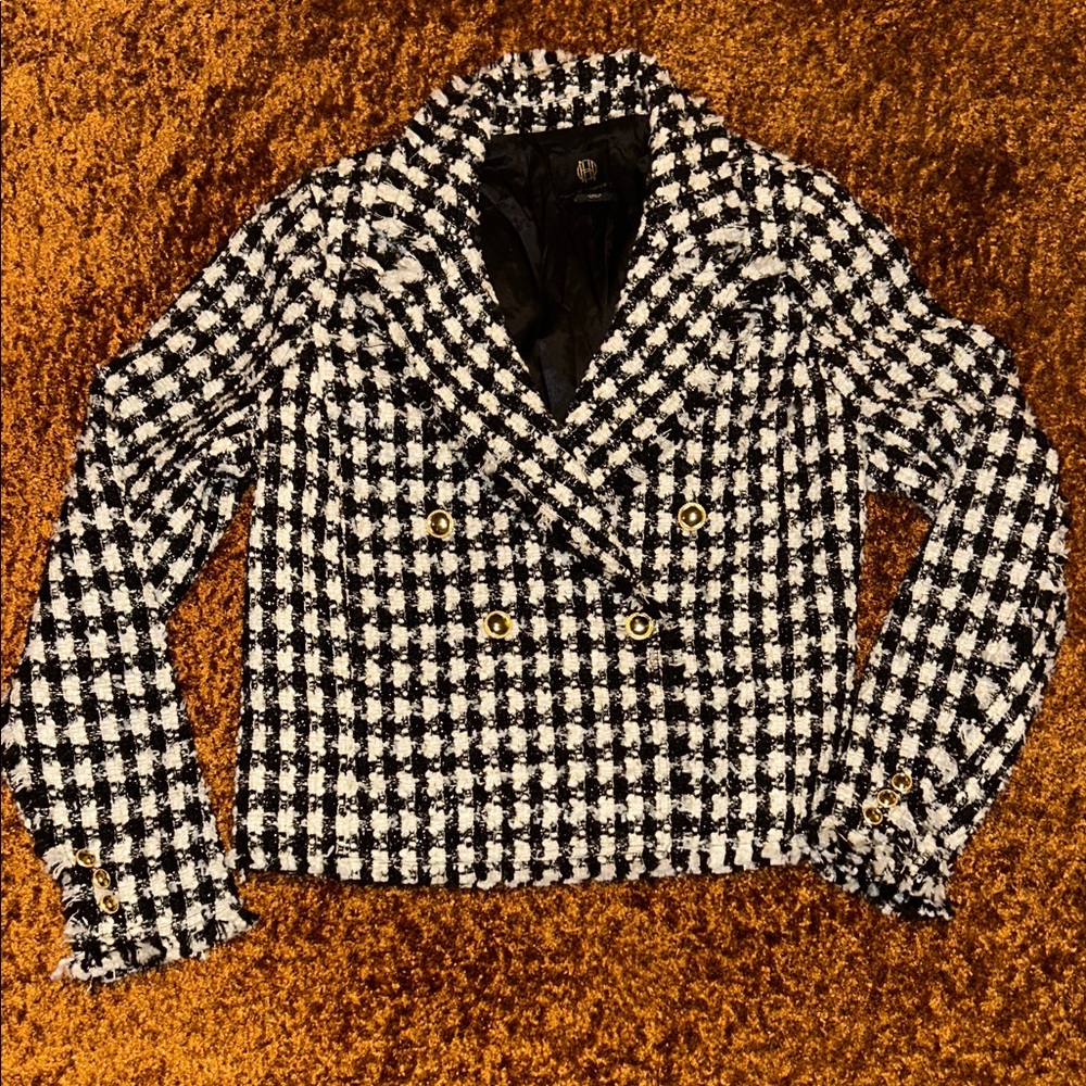 House of Harlow 1960 Black and White Tweed Blazer
